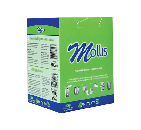 Álcool Gel Antisséptico 800ml Refil - Mollis