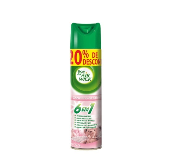 Aromatizador Bom Ar Aerossol Air Wick Cheirinho De Talco 360ml