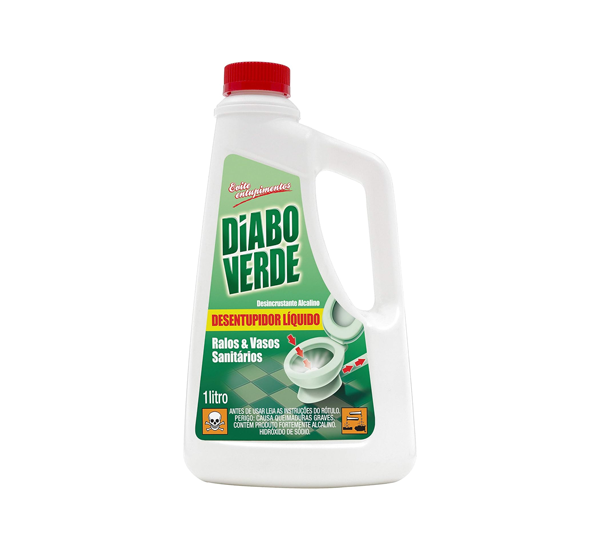 Desentupidor de Vasos Sanitários e Ralos Líquido 1L - Diabo Verde