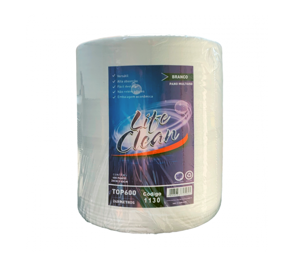 Pano Multiuso 300m Branco c/ 600 Unid 28x25 cm - Life Clean