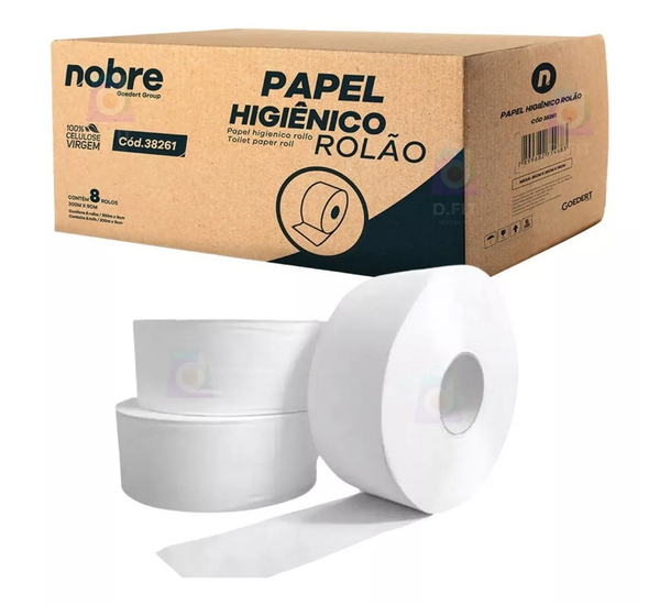 Papel Higiênico Rolão F. Simples 8x300M - 100% Celulose Best - Nobre