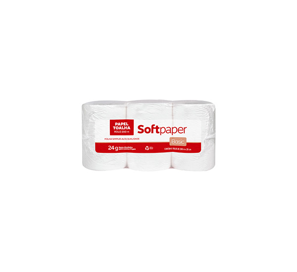 Papel Toalha Bobina F. Simples 6x20cmx200M  - Softpaper