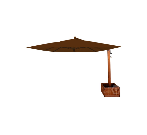 Ombrelone Lateral Quadrado 4M X 4M Base Floreira Marrom