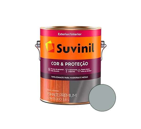 Esmalte Sintético Brilhante Premium Cinza Médio 3,6L Cor e Proteção - Suvinil