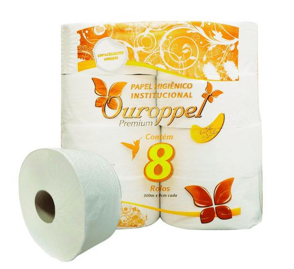 Papel Higiênico Rolão F. Simples 8x300M Luxo - Ouroppel
