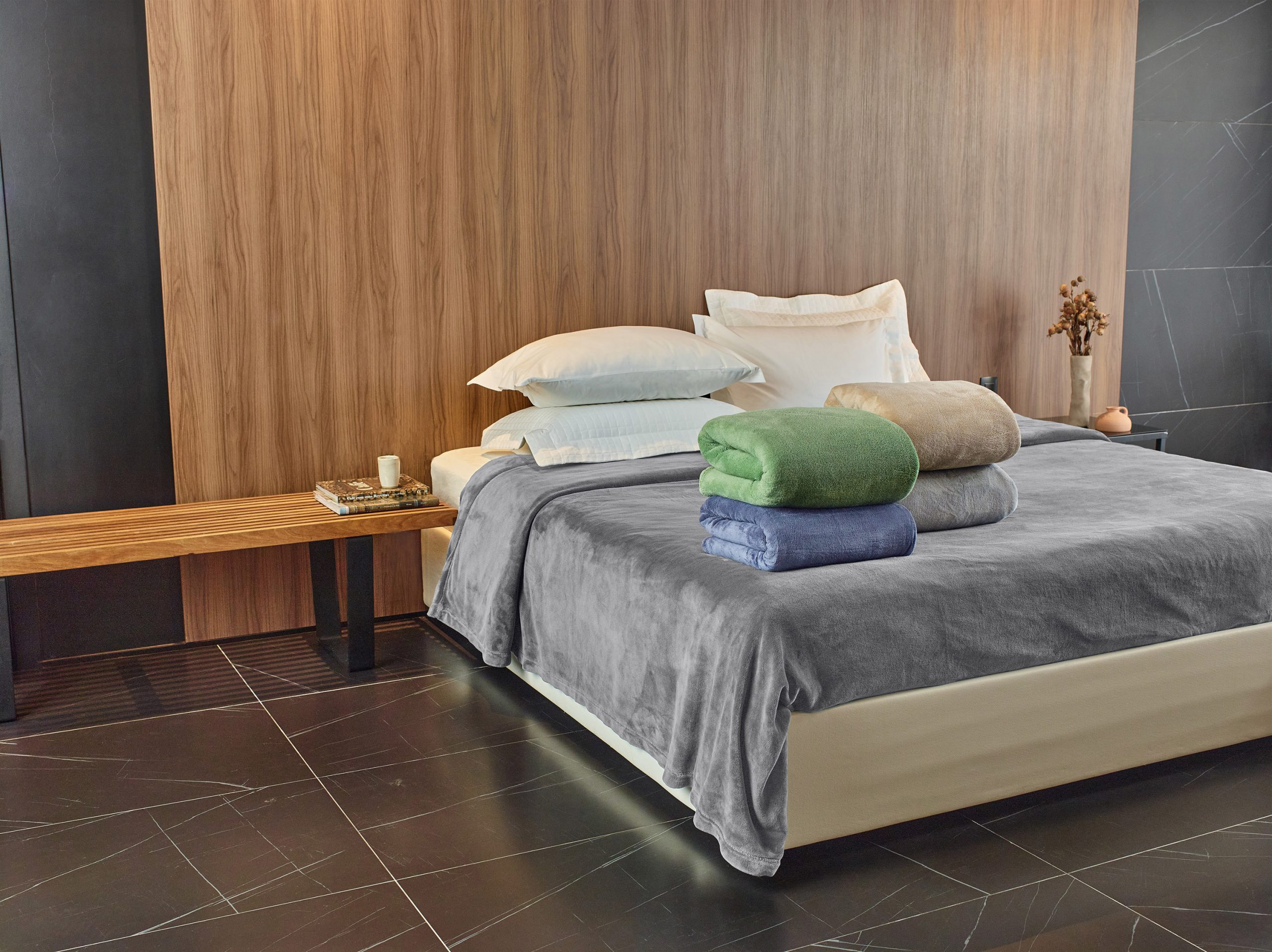 Manta Micro Fibra 300g/m2 100%pes 180 x 220 cm - fleece - azul