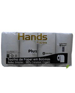 Papel Toalha Bobina F. Simples100% Celulose 8x20cmx100M - Hands