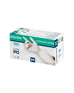 Luva Látex Descártavel c/ 100 Unid (M) - Inoven