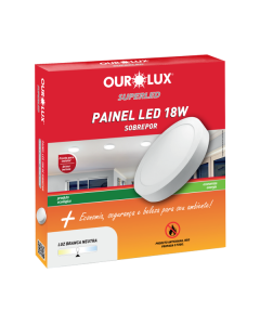 Luminária Led Plafon Sobrepor Redonda 18W 6500K Bivolt  Ourolux