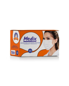 Caixa de Máscara Tripla Descartável c/ Filtro Branca c/ 50 - Medix