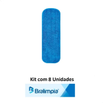Kit 8 Refil Microfibra Wet Mop Azul 14x43 Bralimpia