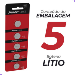 Pilha Cr2032 3v Bateria Moeda Cartela 5 Avant Use Lítio
