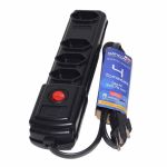 Filtro Linha 4 Tomadas 10A 3P Bivolt 3M Preto - Naticon